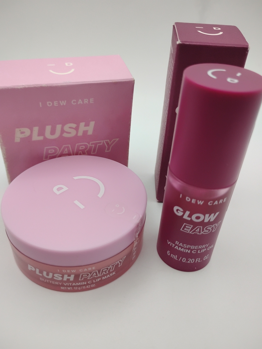 I DEW CARE Plush Party Lip Mask & Glow Easy Raspberry Lip Oil — Pink